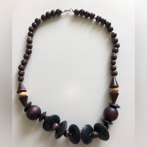 Vintage wooden beaded necklace. African or Central or South America style. 24”